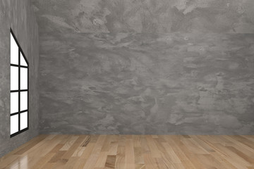 empty concrete room interior in 3D rendering