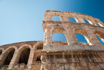 Obraz premium Partial view of the external perimeter of the Verona Arena, Italy