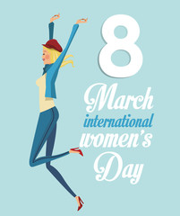 8 march womens day international girl funny vector illustration eps 10