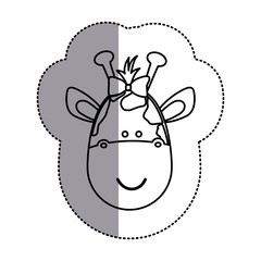 contour face giraffe ribbon bow head icon, vector illustration design image