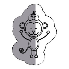 silhouette teddy monkey bow head, vector illustration design
