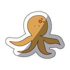 brown octopus icon stock, vector illustration design image