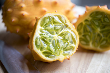 Obraz premium Kiwano Fruit Cut in Half