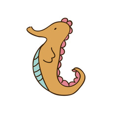 brown sea horse icon stock, vector illustration design image