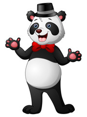 Cartoon panda wearing a hat waving