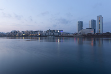 Riverside with Eurovea in Bratislava, Slovakia.