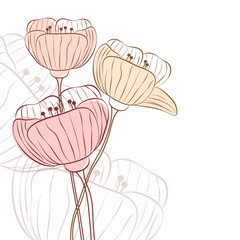Bouquet of abstract flowers. Decorative floral background. Vector illustration
