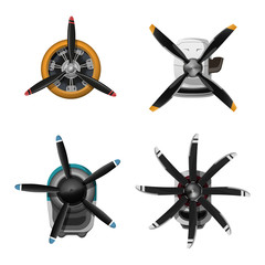 Aircraft engine in realistic style. Motor with propeller on white background © shaineast