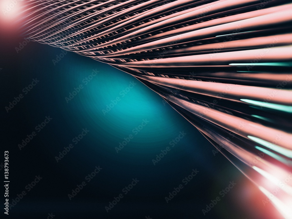 Poster abstract red shapes on dark background. 3d rendering.
