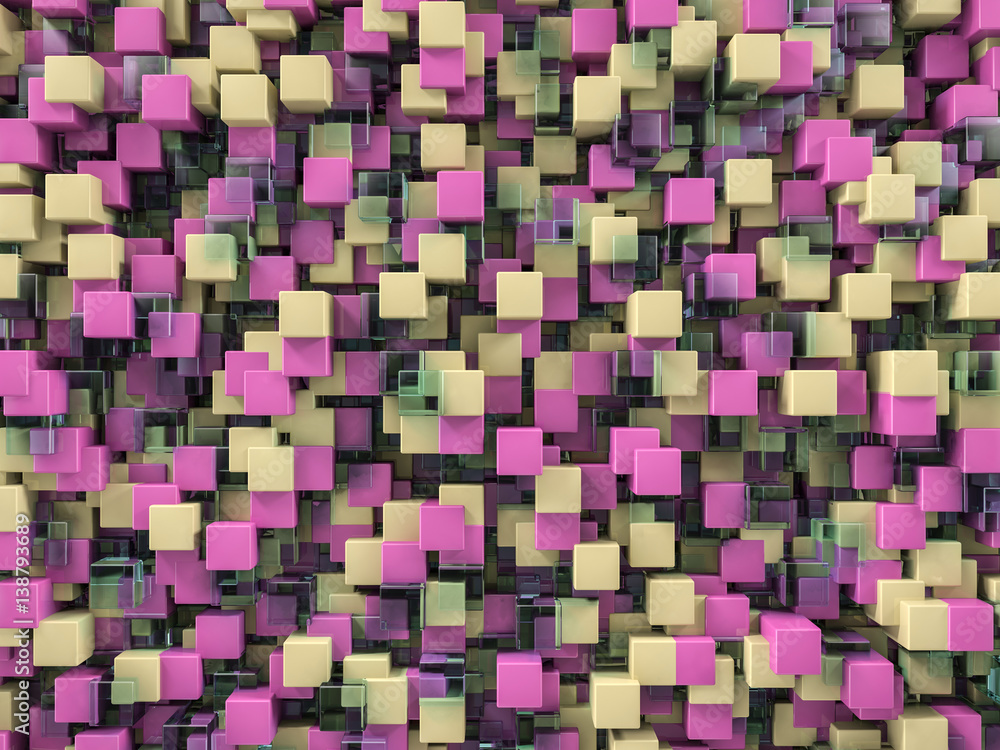Aufkleber abstract cubes background with glass. 3d rendering