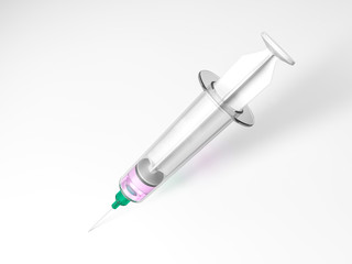 Fototapeta premium Syringe with liquid isolated on white background. 3D rendering
