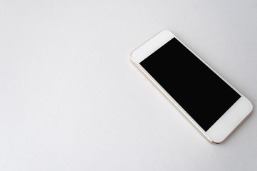 smartphone on white background, selective focus