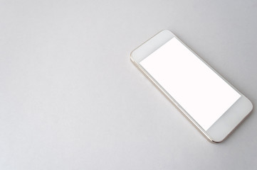 smartphone on white background, selective focus