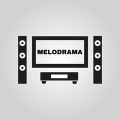 Melodrama movie icon. TV and Home theater, cinema symbol. Flat design. Stock - Vector illustration