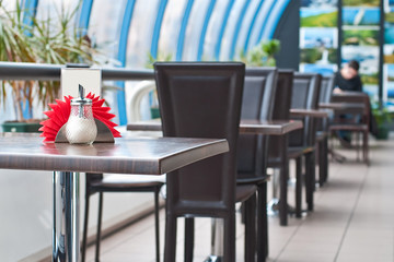 Empty table in cafe