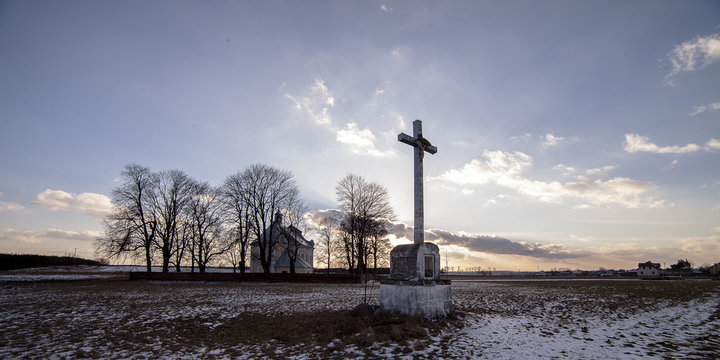 Wayside shrine and old church