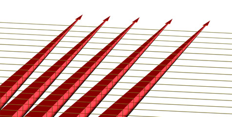 Obraz premium five red arrows on yellow strings isometrics
