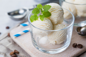 Vanilla ice cream in glasses