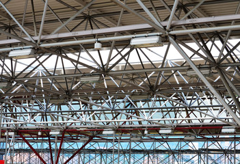 Metal roof structure of modern building