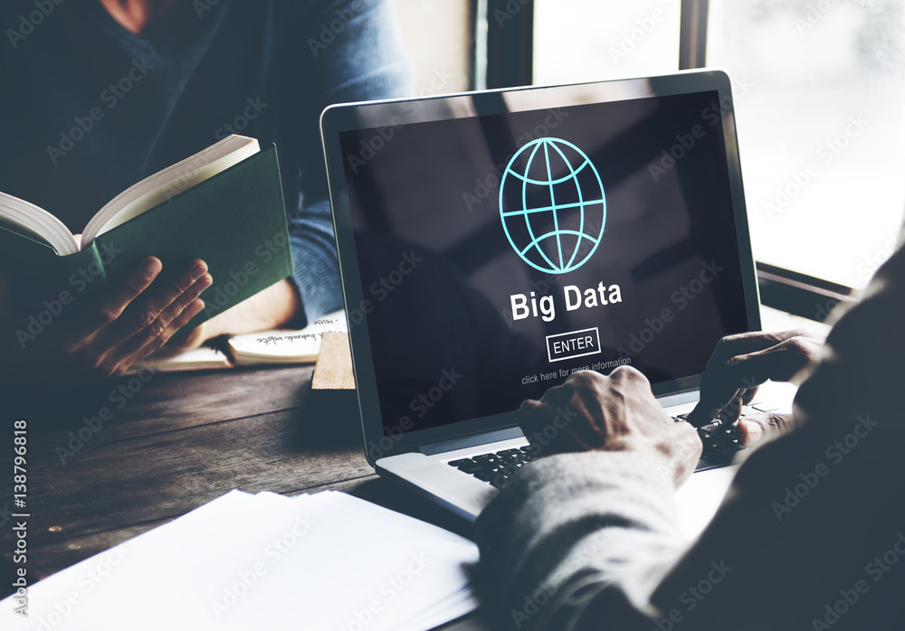 Aufkleber big data information storage system network technology concept