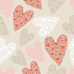 Seamless vector background with decorative hearts. Balloons. Valentine's day. Print. Cloth design, wallpaper.