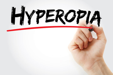 Hand writing Hyperopia with marker, concept background