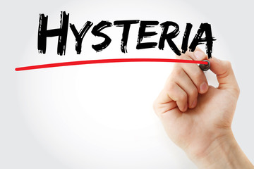 Hand writing Hysteria with marker, concept background