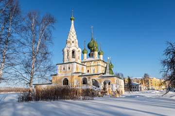 Church of St John the Baptist in Uglich in a sunny winter day, Russia