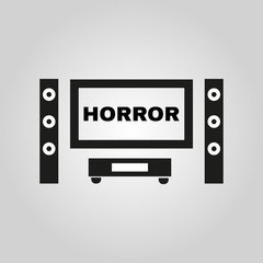 Horror movie icon. TV and Home theater, cinema symbol. Flat design. Stock - Vector illustration