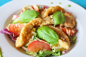 Fish and vegetables - food photography.