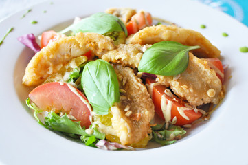 Fish and vegetables - food photography.