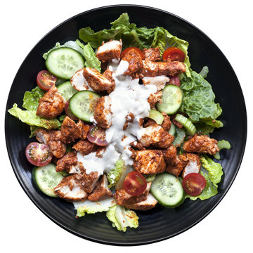 Tandoori Chicken Salad Top View Isolated