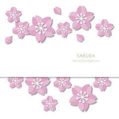Paper style sakura with white background