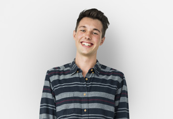 Portrait of Young Adult Caucasian Man Smiling Isolated