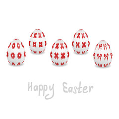 easter greeting card with 5 white painted eggs