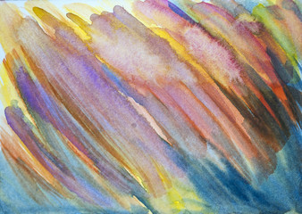 Abstract Hand painted Watercolor Colorful wet background on paper. Color spectrum. Watercolor texture for creative wallpaper or design art work.