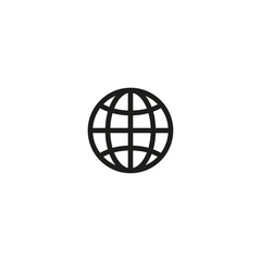 Globe earth symbol isolated on white background vector illustration. Worldwide cargo delivery and shipping service pictogram. International standard black packaging element
