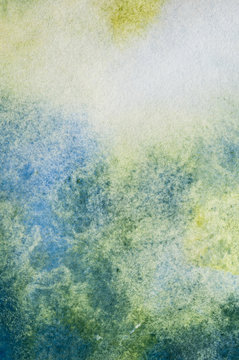 Aquarell Malerei blau gelb, Detail