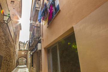 Encarnacion Street at medieval old town of Plasencia, Caceres, Spain