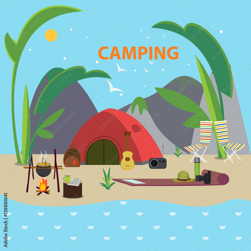 Poster flat camping template