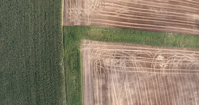 Aerial view of agricultural landscape.