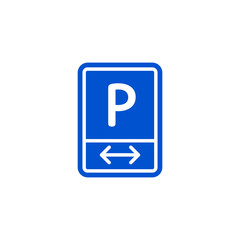 Parking zone to left and right roadsign isolated on white background vector illustration. Car parking regulation symbol, traffic sign, road information and help, roadway auto service icon