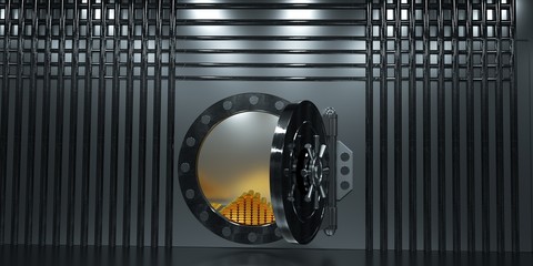 Open Bank vault, 3d render