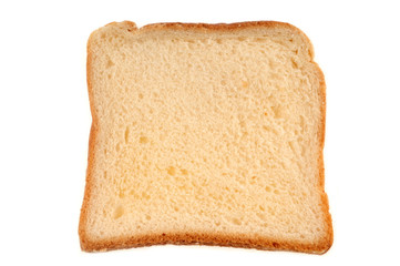 Tranche de pain de mie sur fond blanc
