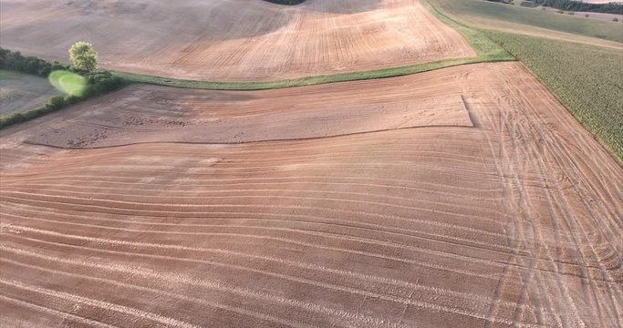 Aerial view of agricultural landscape.