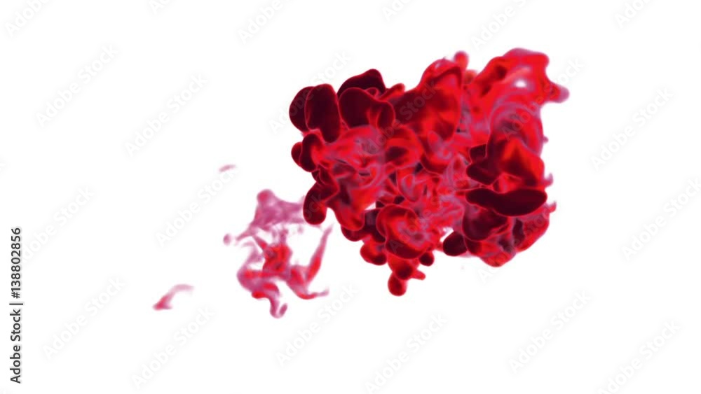 Poster volume effects dissolve red ink in water or massive fume in air. vfx for compositing with alpha mask