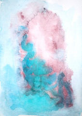 Abstract watercolor background painting on paper.