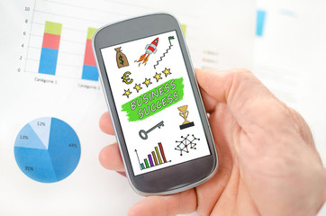 Business success concept on a smartphone