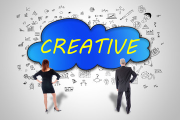 Creativity concept watched by business people