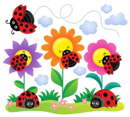 Obraz na płótnie Canvas Stylized ladybugs theme image 5